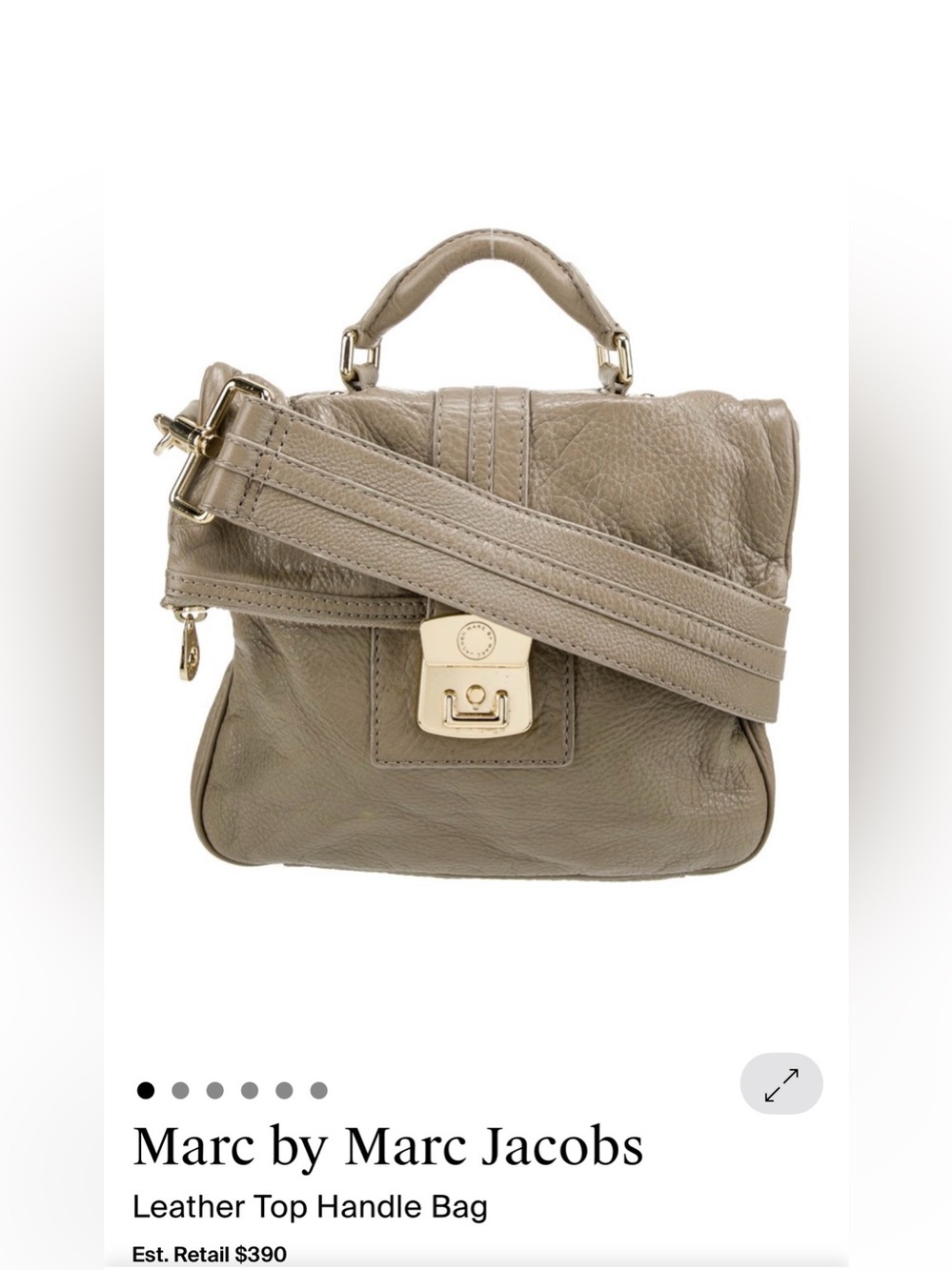 Marc by Marc Jacobs Taupe Leather Top-Handle Satchel with Gold Hardware